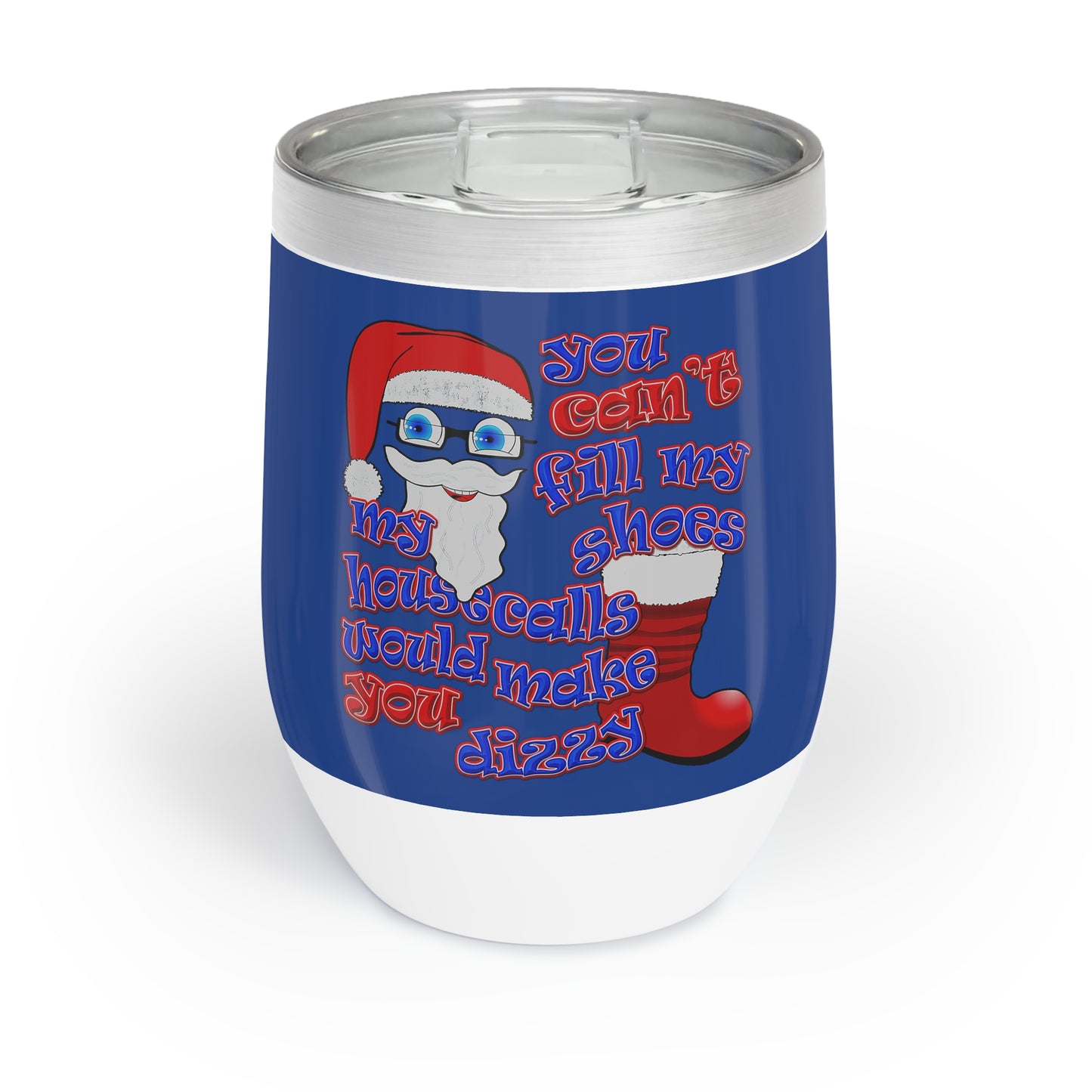 santa's shoes - Chill Wine Tumbler (dark blue)