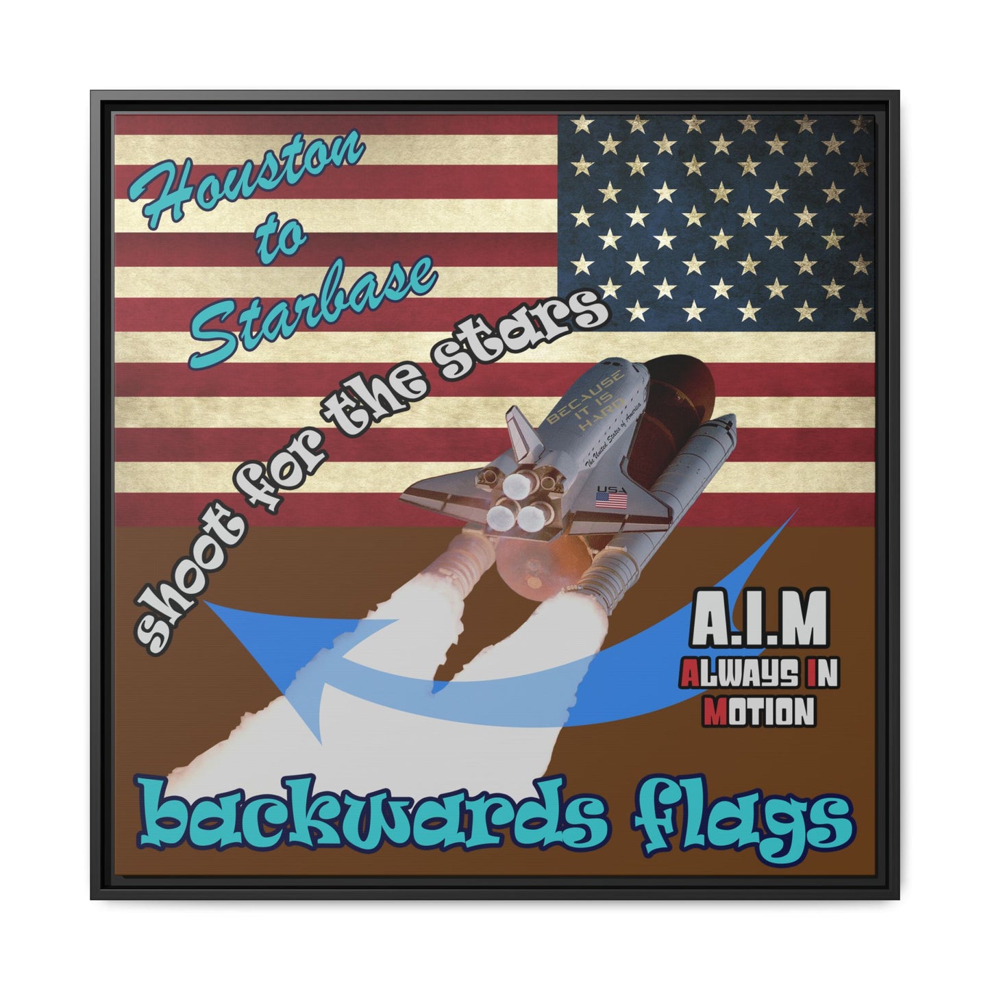 shoot for the stars - framed canvas art (brown)