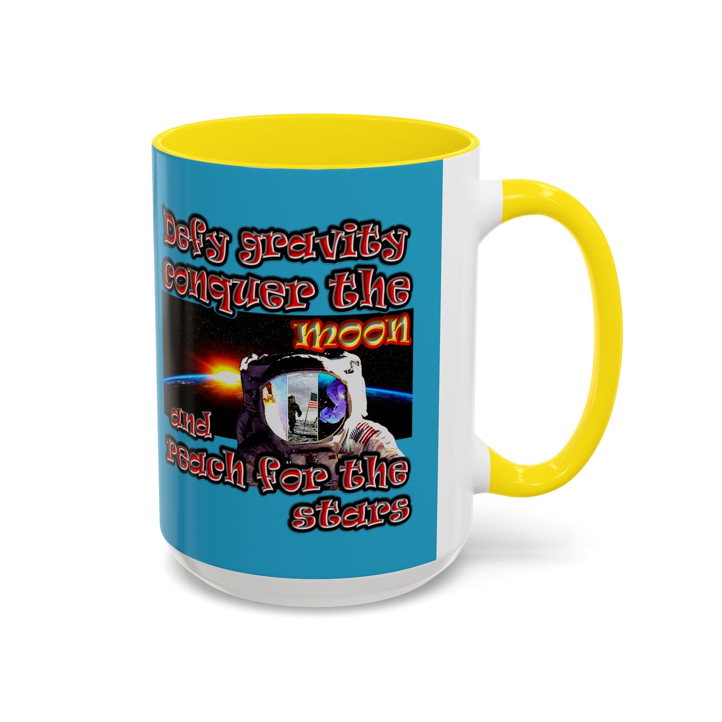 defy conquer reach - Accent Mug (turquoise)