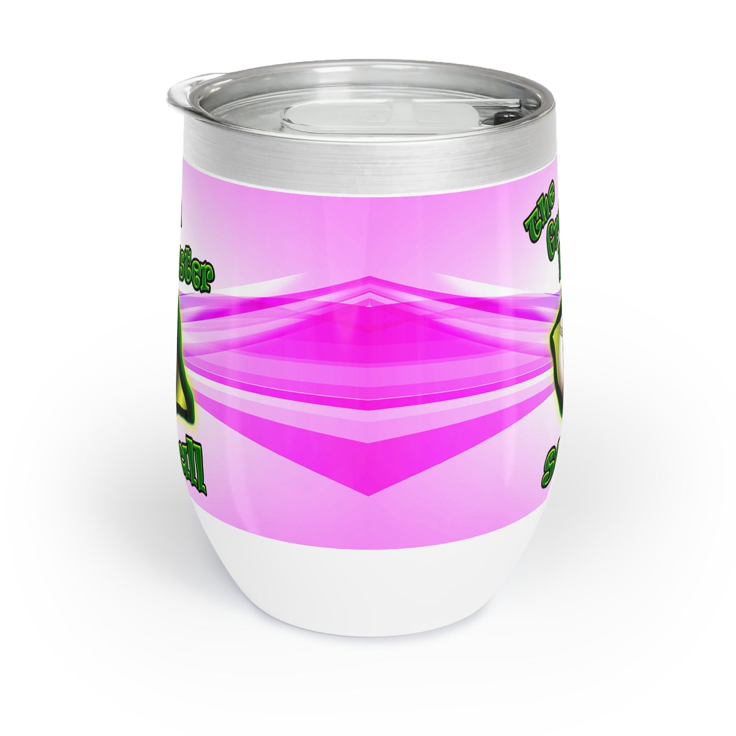 green monster - Chill Wine Tumbler (light blue-pink wave)
