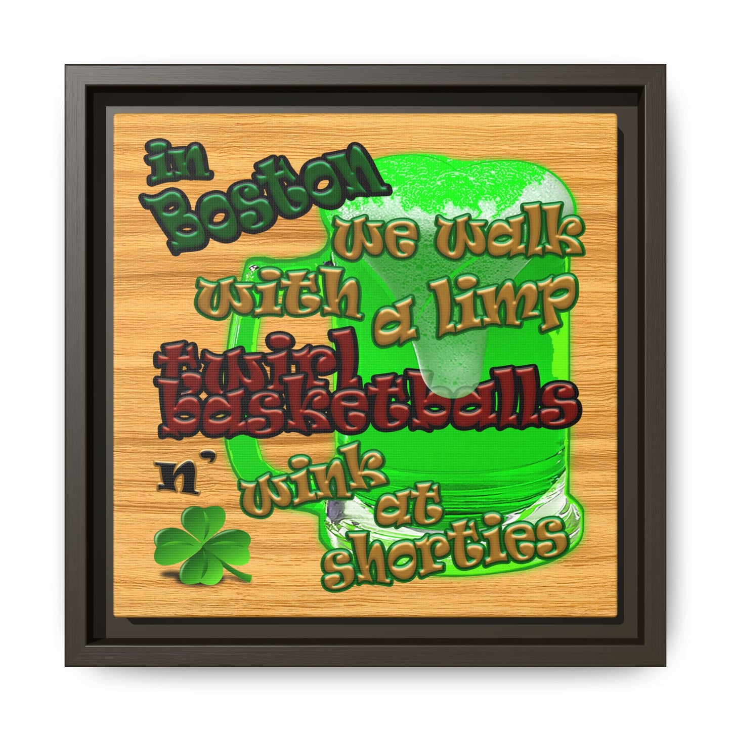 celtics logo - framed canvas art (butterscotch wood finish)