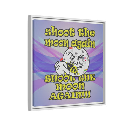 shoot the moon again - framed canvas art (light blue-pink wave)