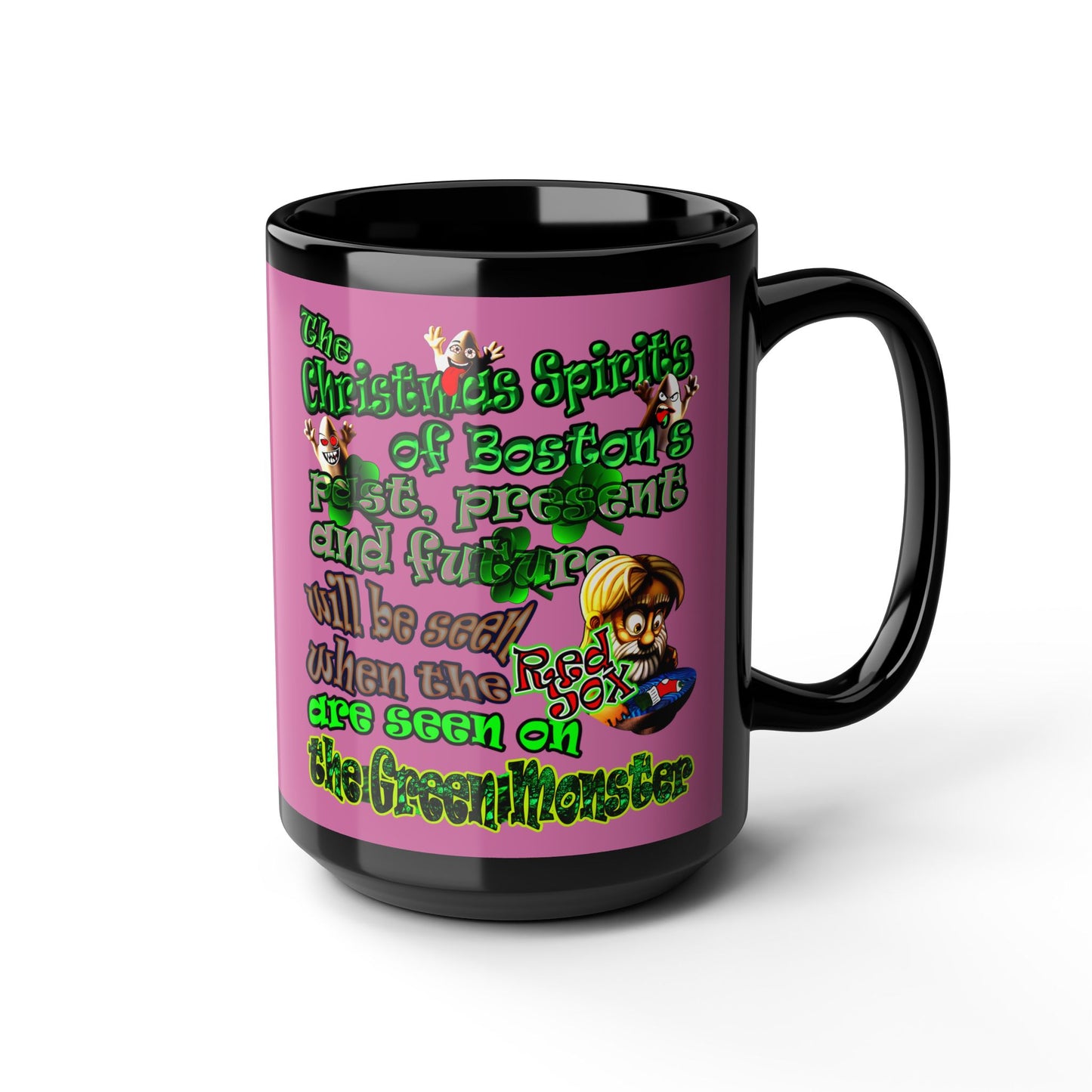 christmas spirits of boston - Black Mug (light pink)