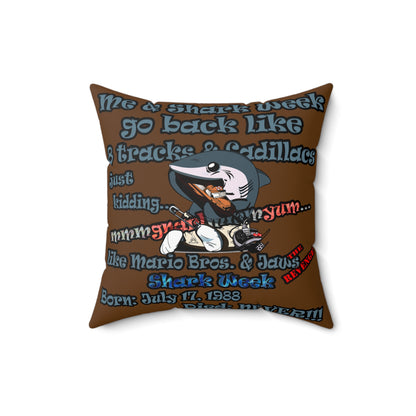 shark week - Faux Suede Square Pillow - (brown)