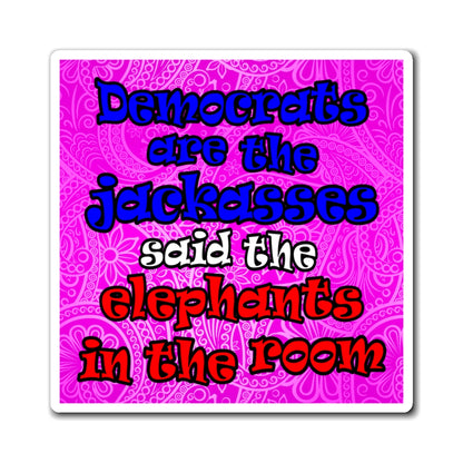 donkeys and elephants - Magnets - (pink swirl)