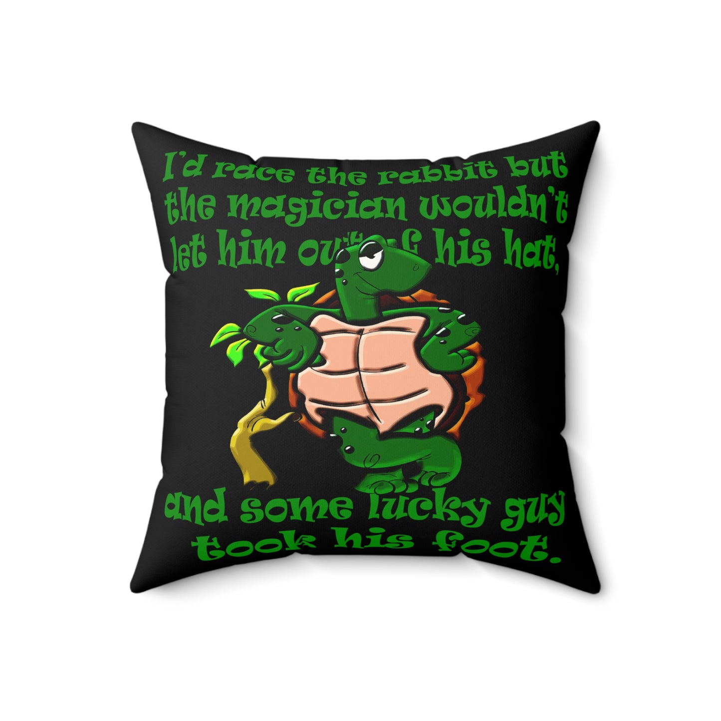 turtle race - Faux Suede Square Pillow - (black)