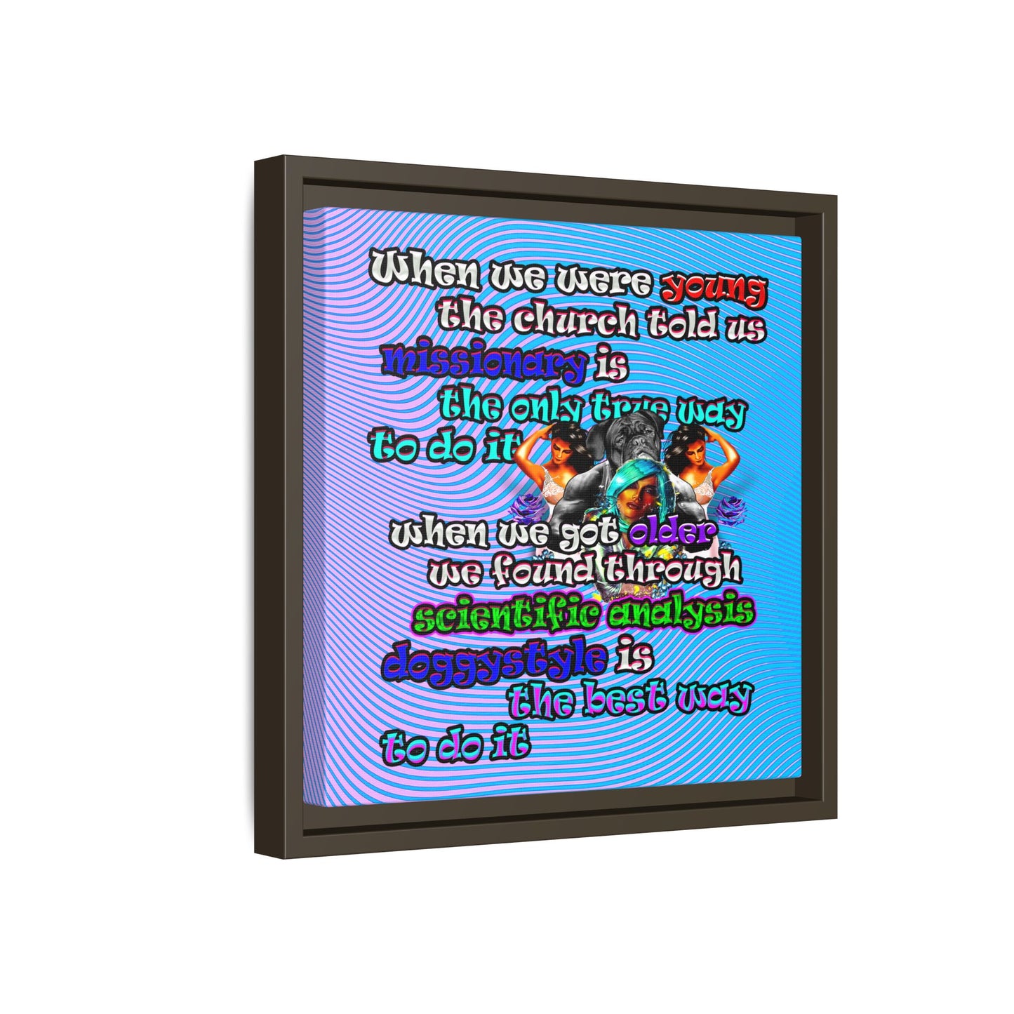 doggystyle - framed canvas art (light blue-purple wave)
