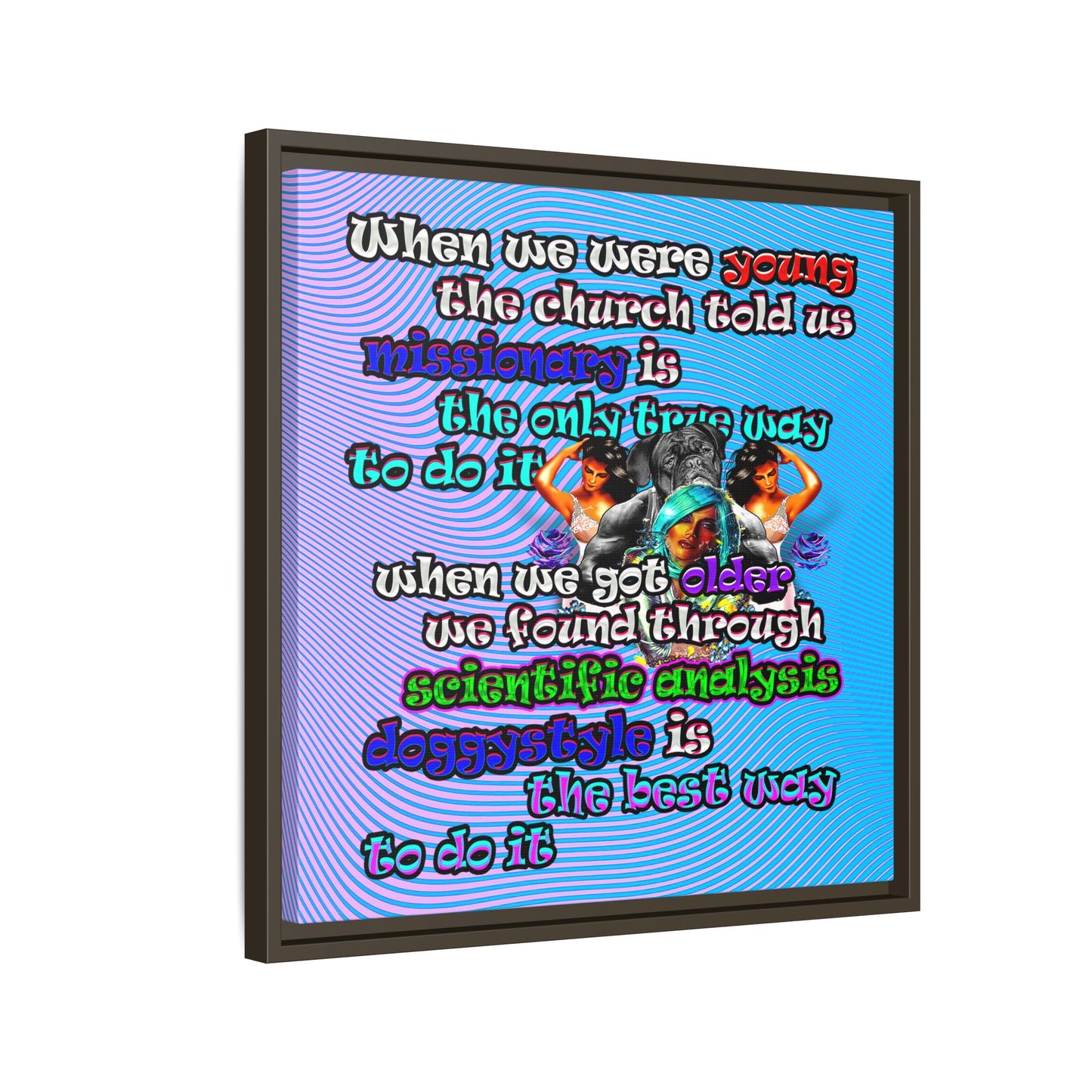 doggystyle - framed canvas art (light blue-purple wave)