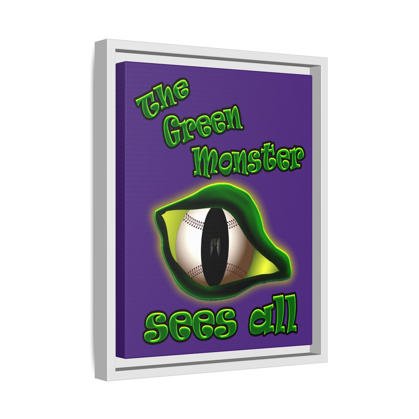 green monster - framed canvas art (purple)