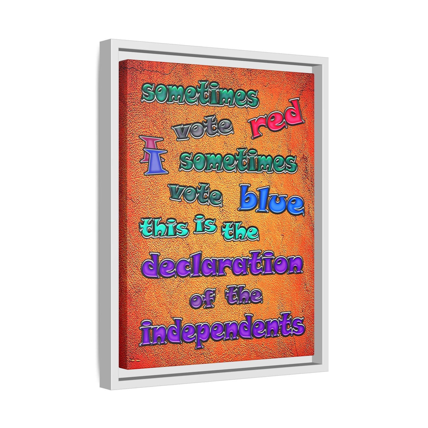declaration of the independents - framed canvas art (burnt orange)