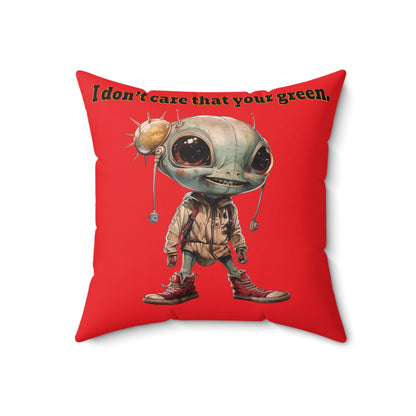 I don't care that your grey - Faux Suede Square Pillow - (red)