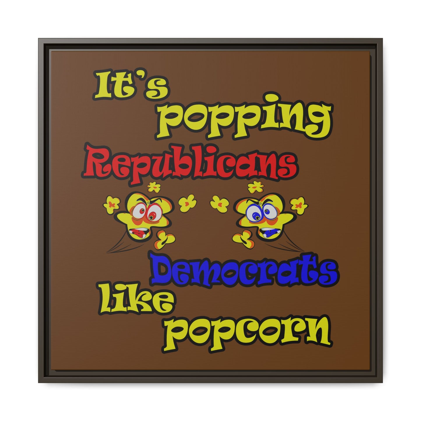 popping like popcorn - framed canvas art (brown)