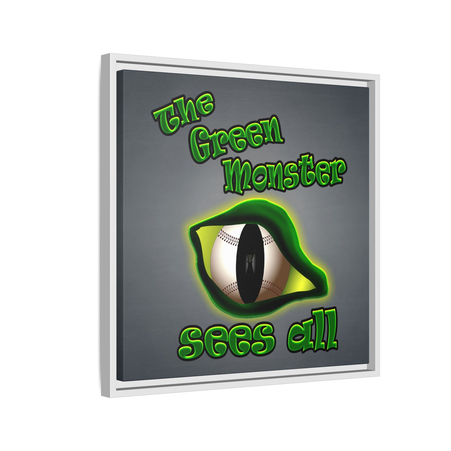 green monster - framed canvas art (grey-light grey)
