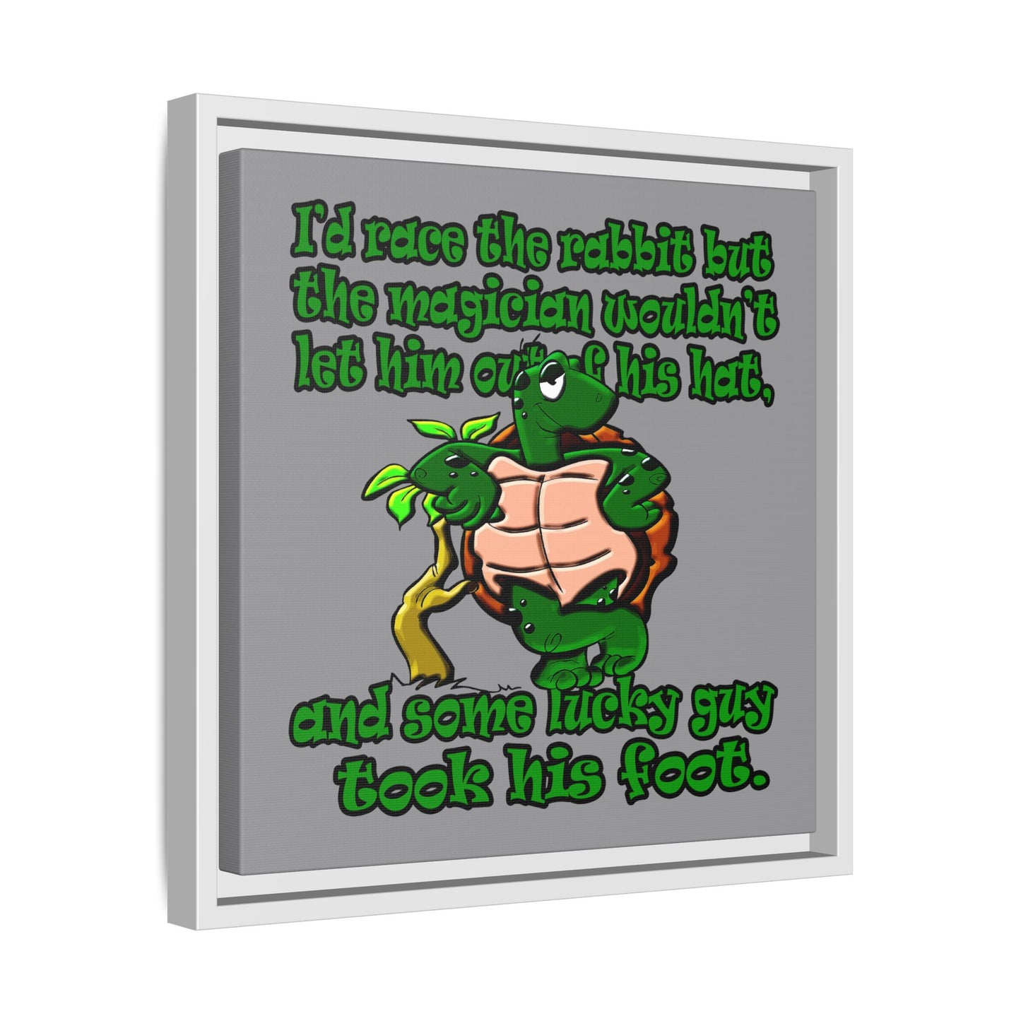 turtle race - framed canvas art (grey)