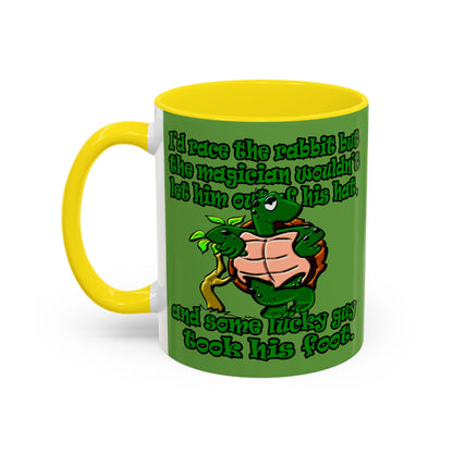 turtle race - Accent Mug (green)