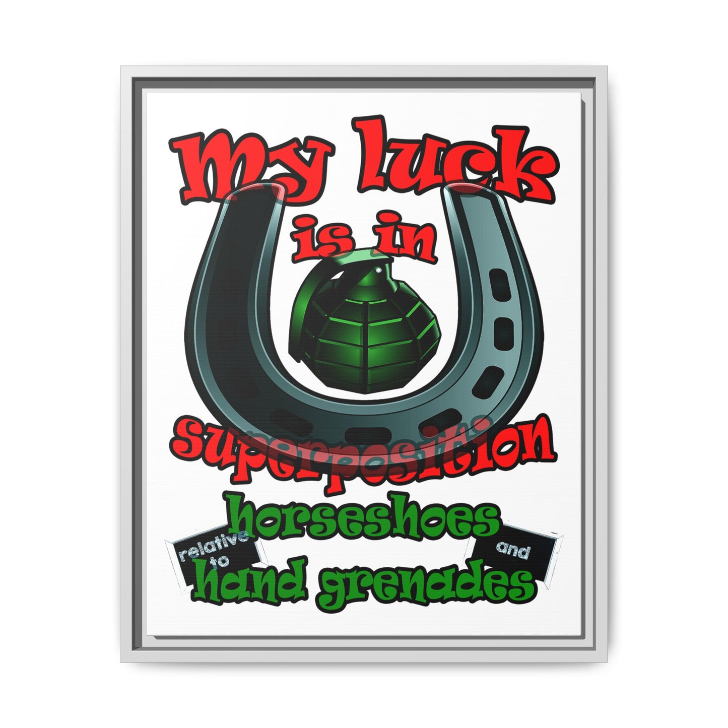 my luck - framed canvas art (white)