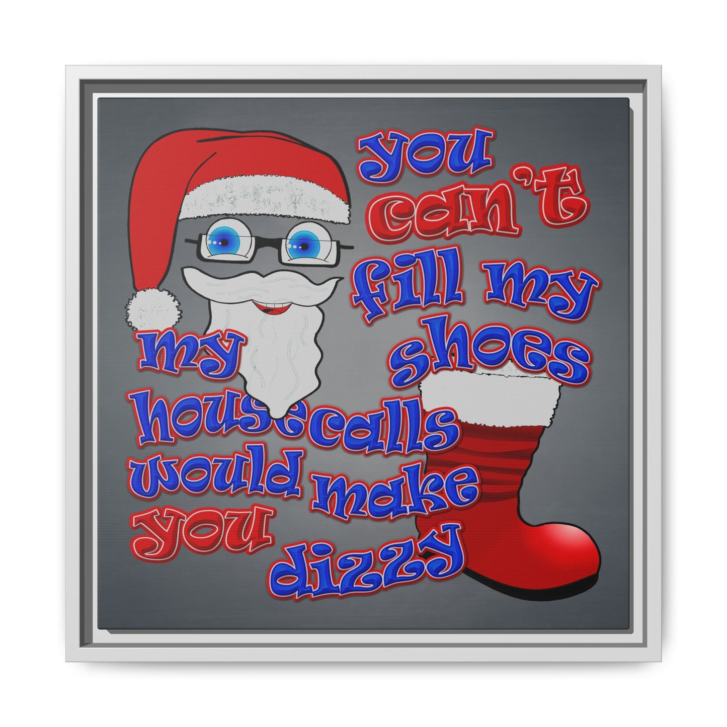 santa's shoes - framed canvas art (grey-light grey)