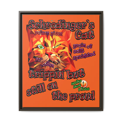 schrodinger's cat - framed canvas art (orange)