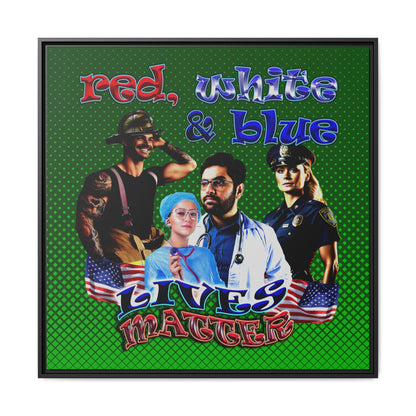 rw&b lives matter - framed canvas art (logo green)