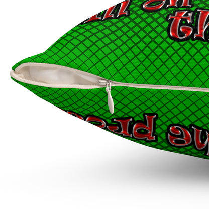 schrodinger's cat - Spun Polyester Square Pillow - (logo green)