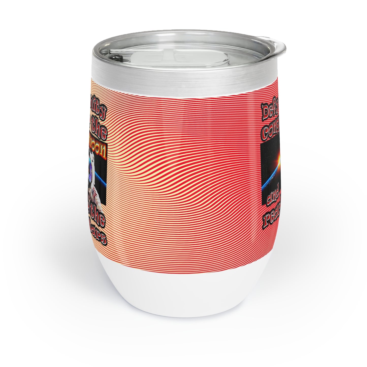 defy conquer reach - Chill Wine Tumbler (yellow-orange wave)