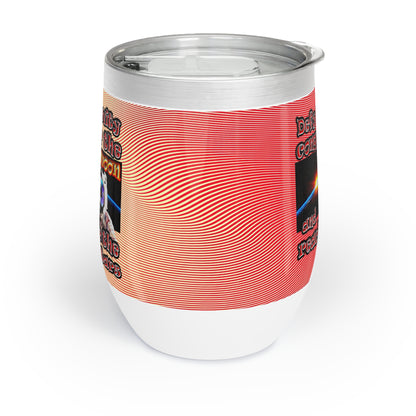 defy conquer reach - Chill Wine Tumbler (yellow-orange wave)