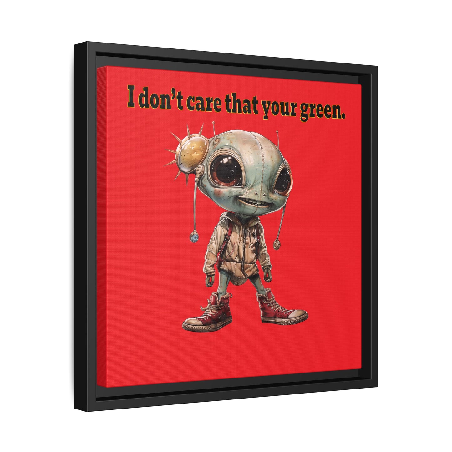 I don't care that your green - framed canvas art (red)