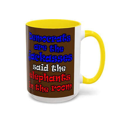 donkeys and elephants - Accent Mug (brown)