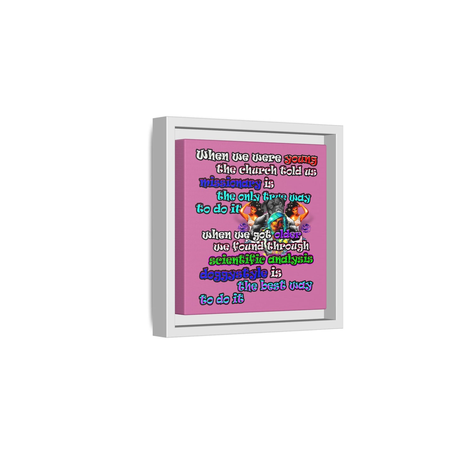 doggystyle - framed canvas art (light pink)
