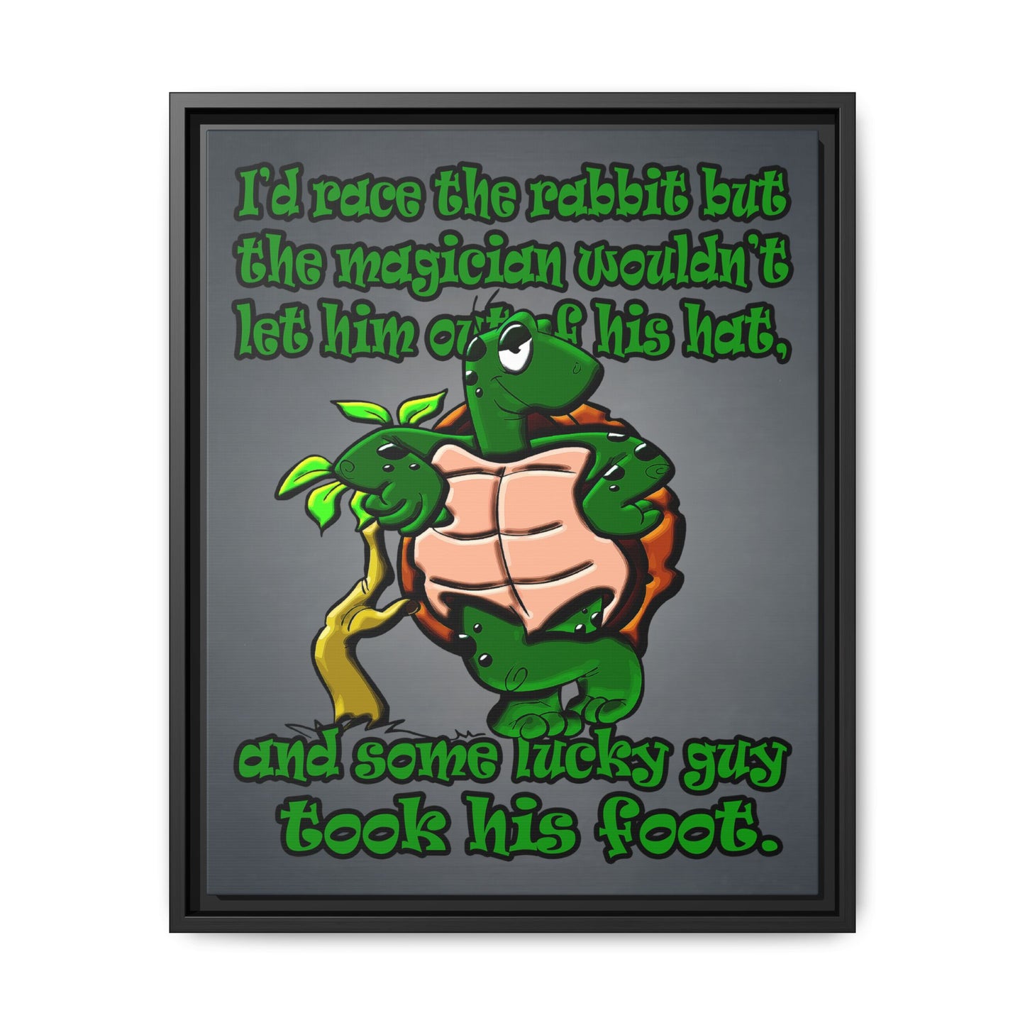 turtle race - framed canvas art (grey-light grey)