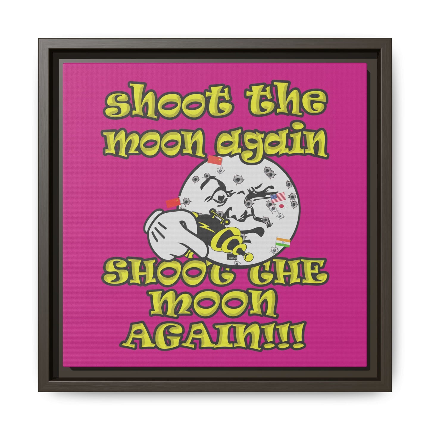shoot the moon again - framed canvas art (pink)