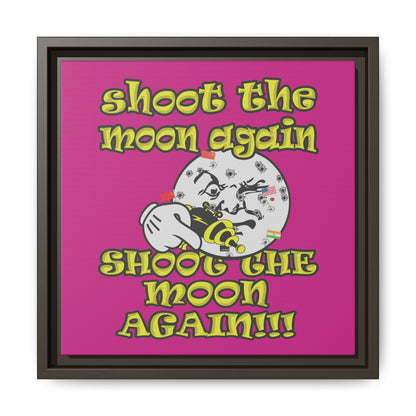 shoot the moon again - framed canvas art (pink)