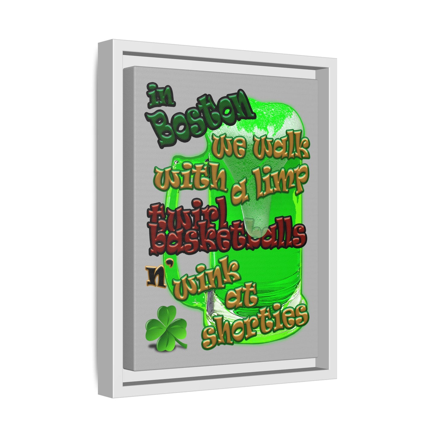 celtics logo - framed canvas art (light grey)