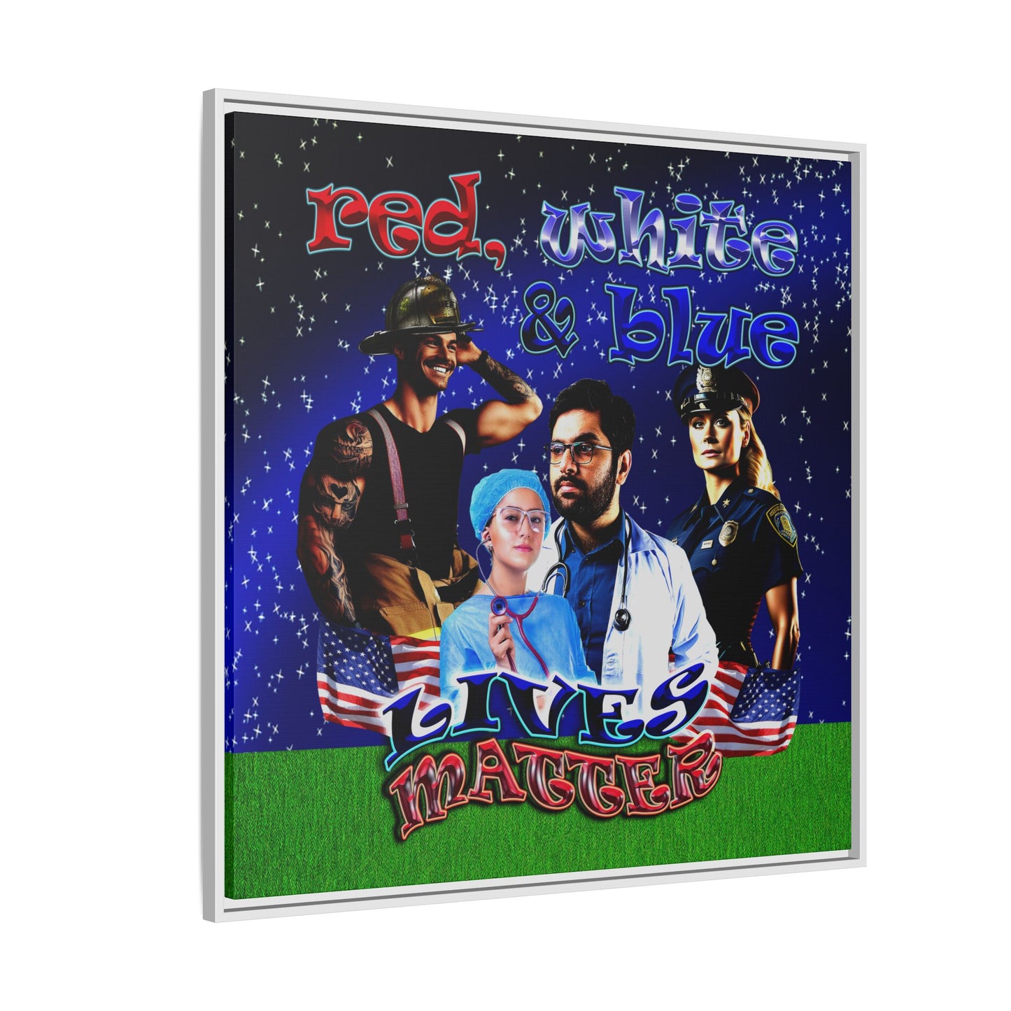 rw&b lives matter - framed canvas art ('snoops' background)