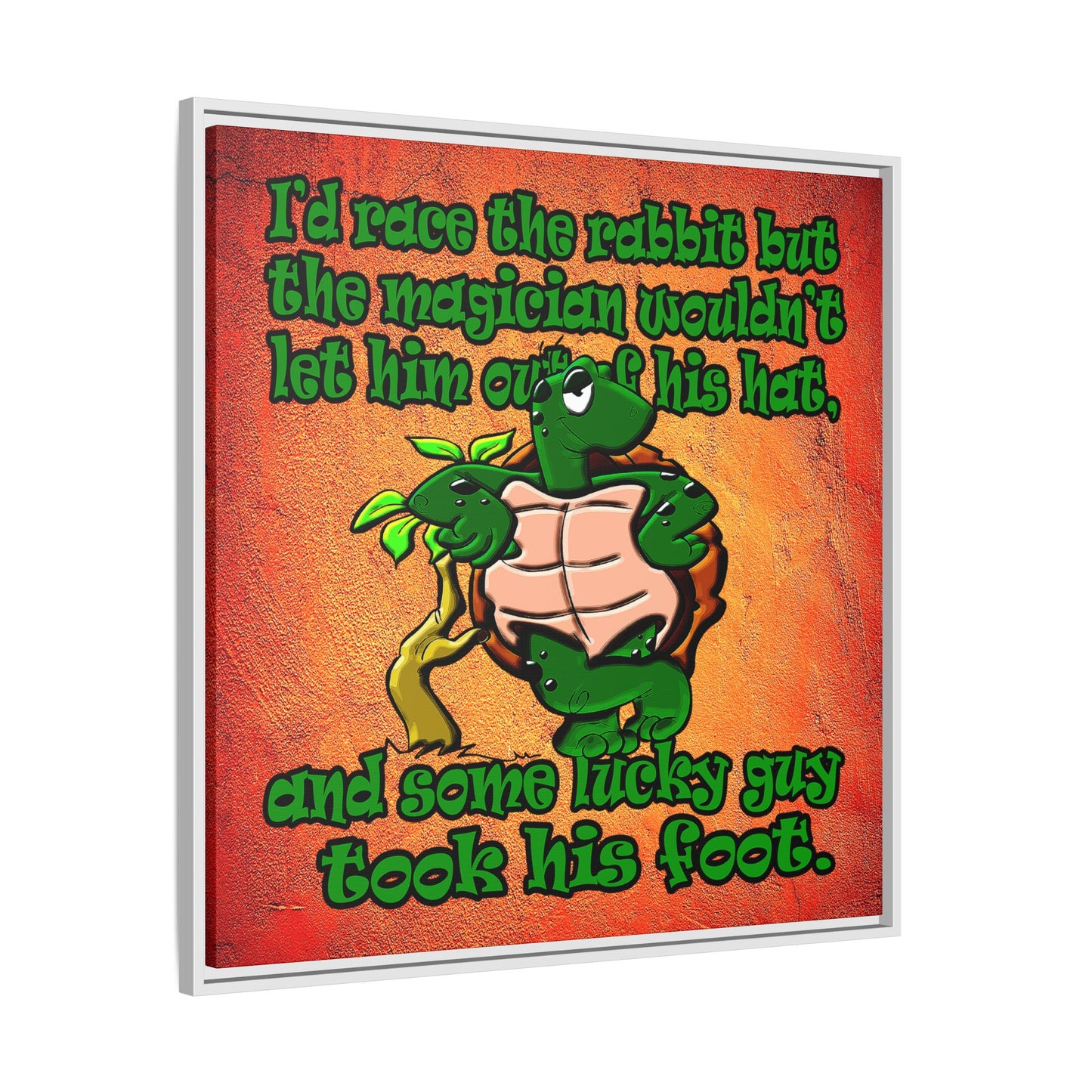 turtle race - framed canvas art (burnt orange)