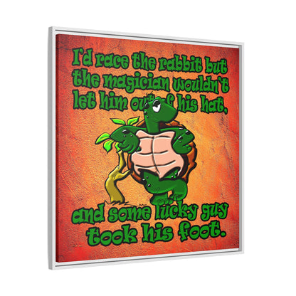turtle race - framed canvas art (burnt orange)