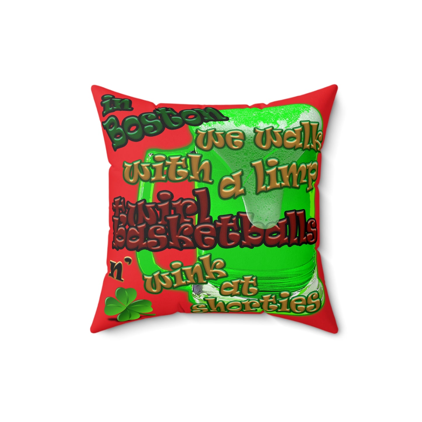 celtics logo - Spun Polyester Square Pillow - (red)