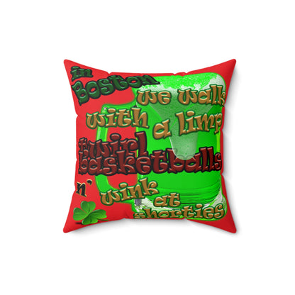celtics logo - Spun Polyester Square Pillow - (red)