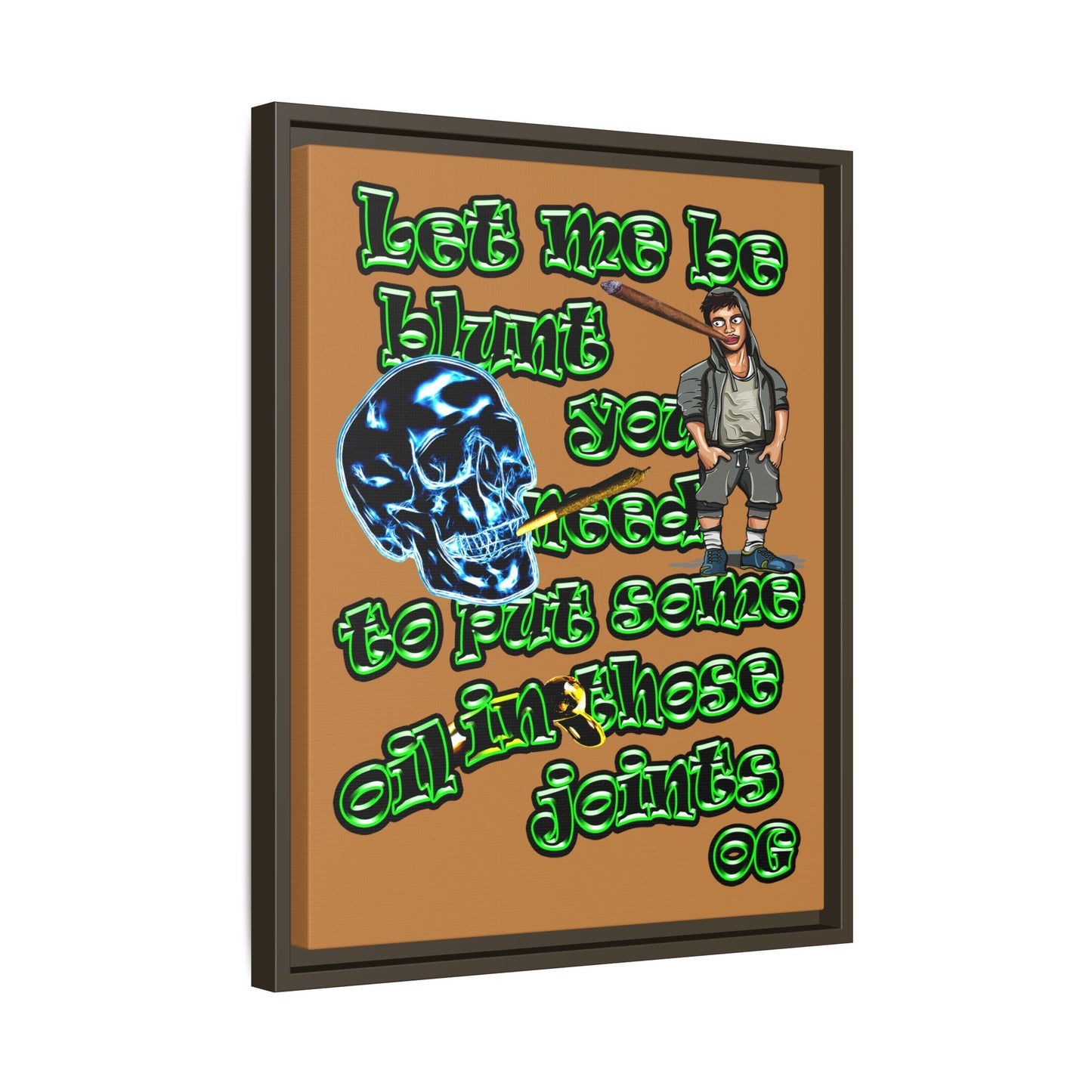 og - framed canvas art (light brown)