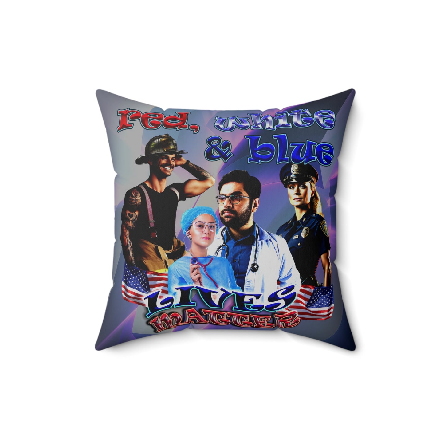 rw&b lives matter - Spun Polyester Square Pillow - (grey-pink wave)