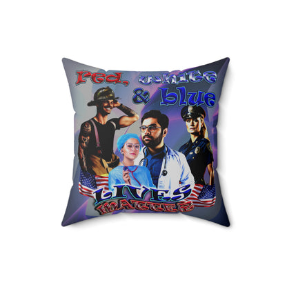 rw&b lives matter - Spun Polyester Square Pillow - (grey-pink wave)