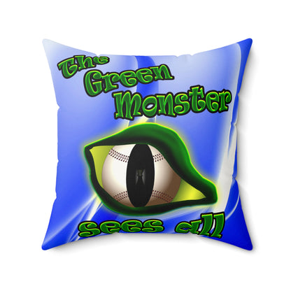 green monster - Faux Suede Square Pillow - (blue-white wave)