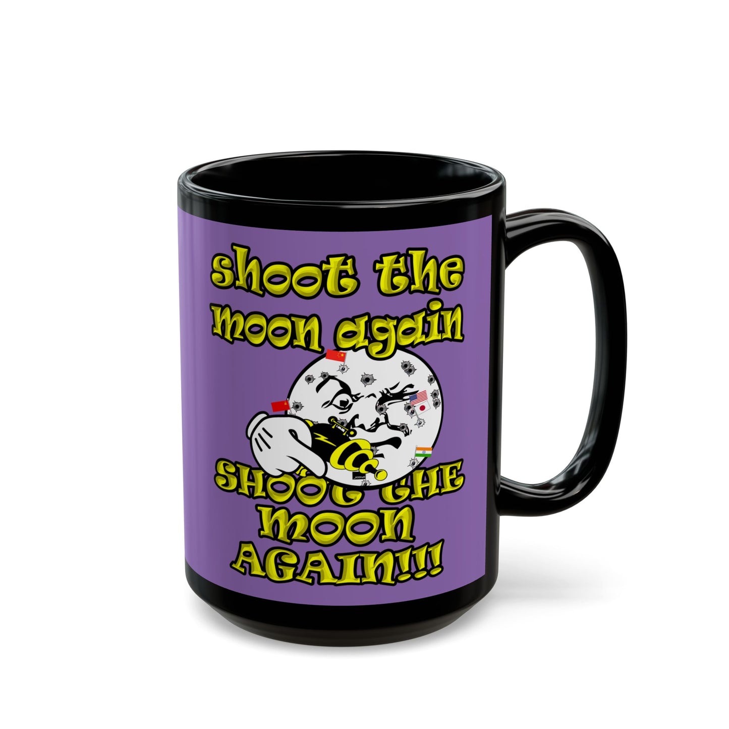 shoot the moon again - Black Mug (light purple)