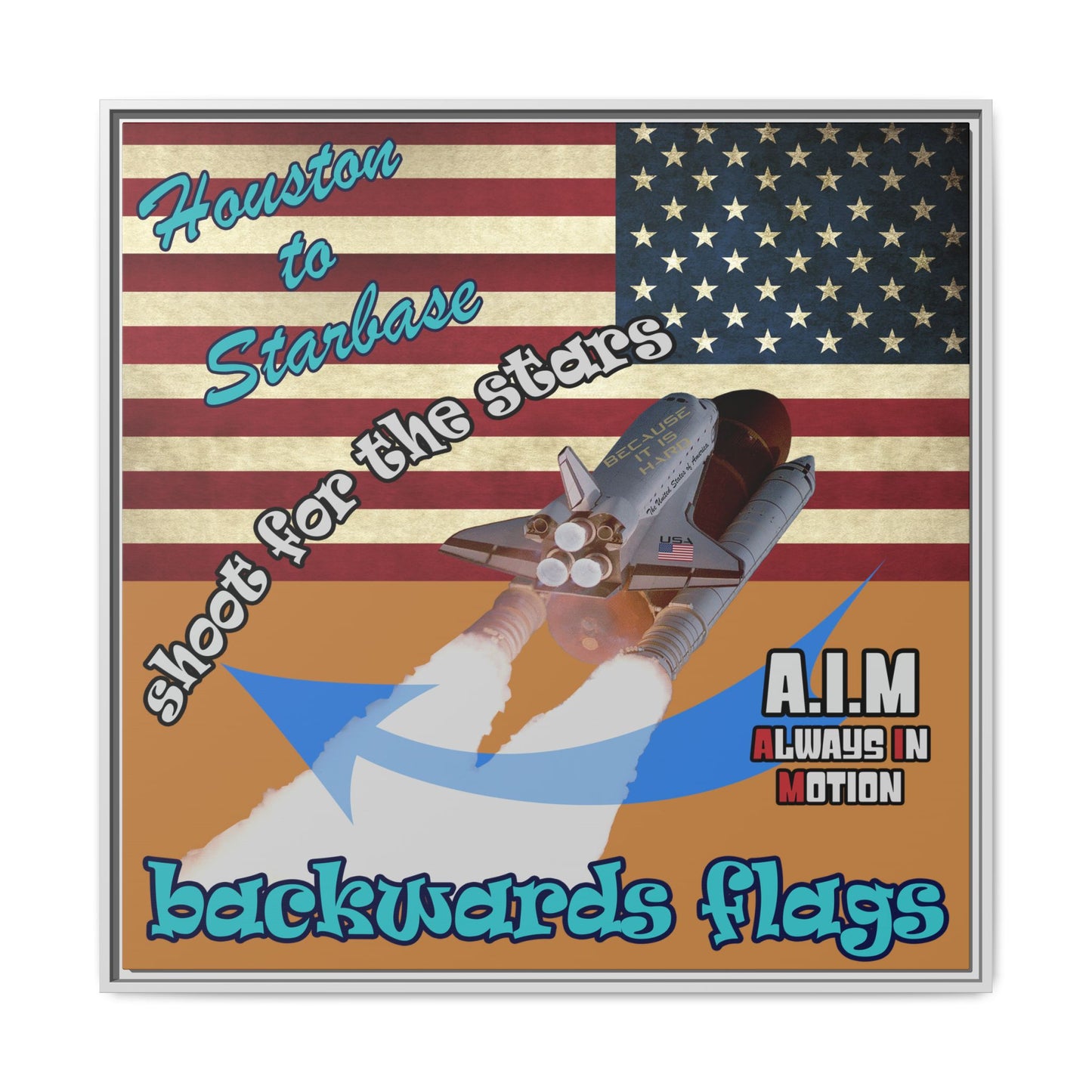 shoot for the stars - framed canvas art (light brown)