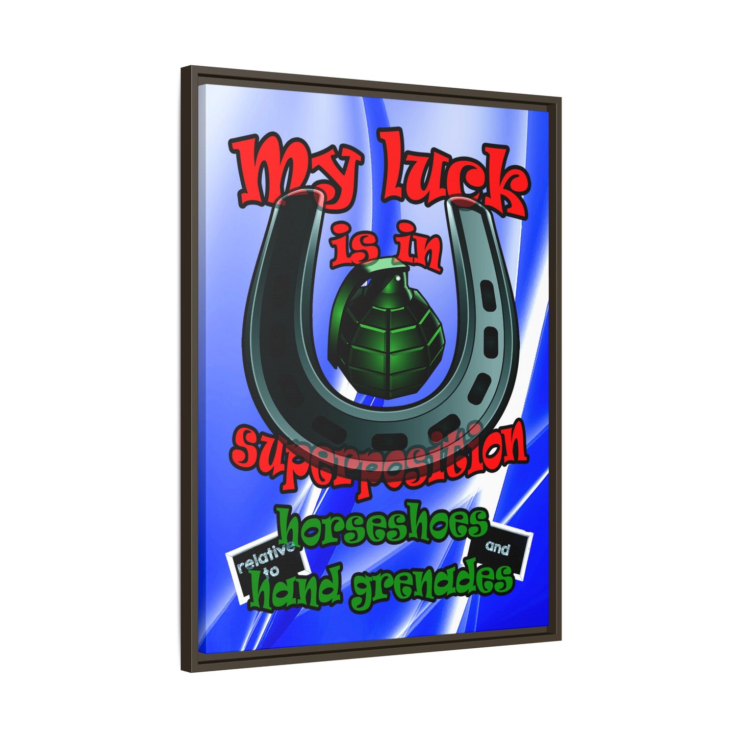 my luck - framed canvas art (blue-white wave)