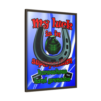 my luck - framed canvas art (blue-white wave)