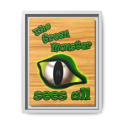 green monster - framed canvas art (butterscotch wood finish)