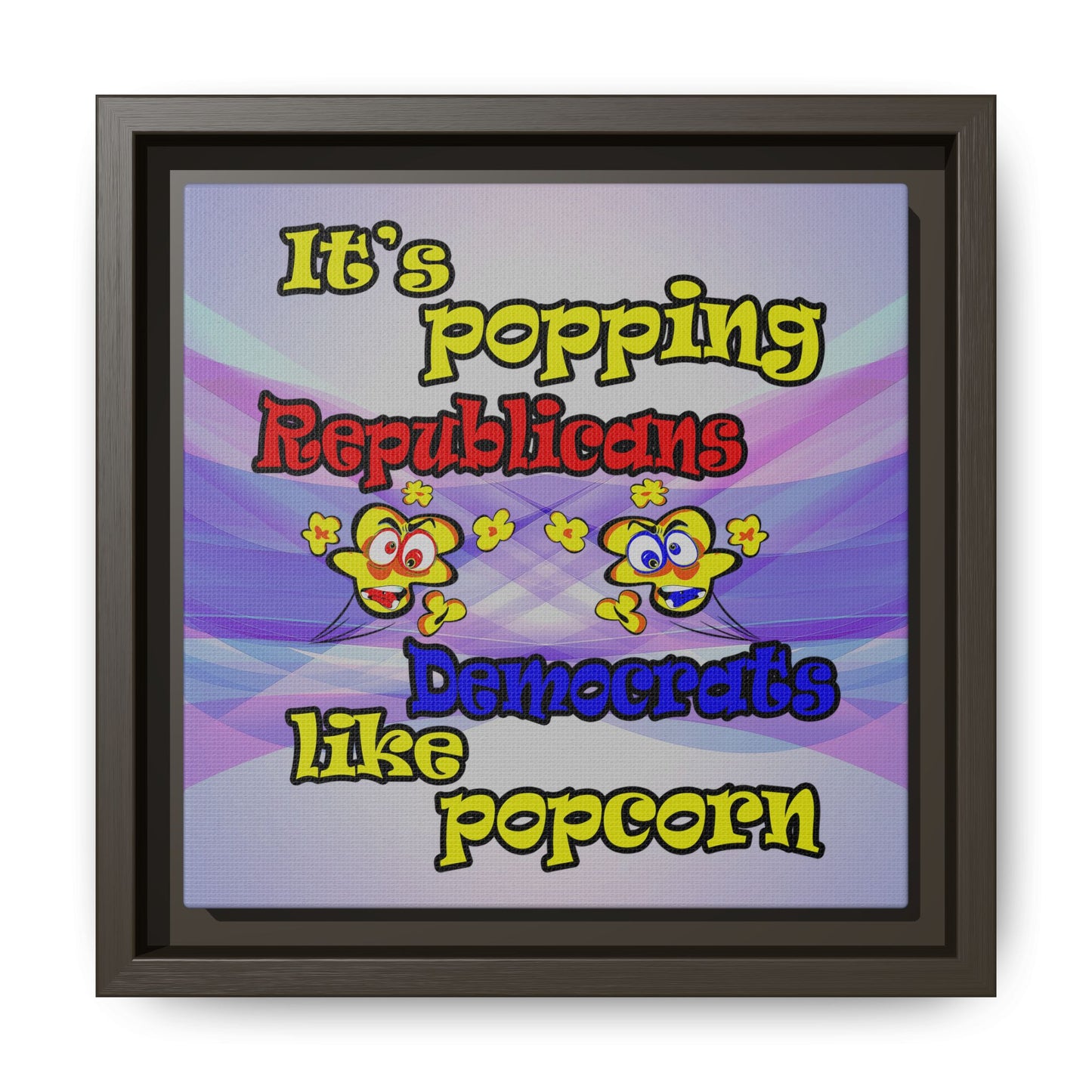 popping like popcorn - framed canvas art (light blue-pink wave)