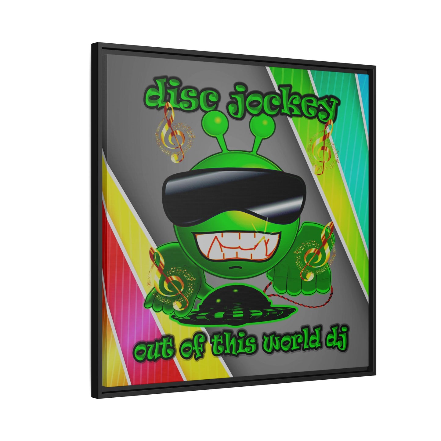 disc jockey - framed canvas art (rainbow split)