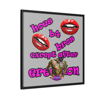 hoes b4 bros - framed canvas art (light grey)